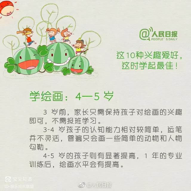 人民日報推薦：孩子10種興趣愛好的最佳學習時程表-1